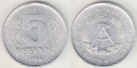 1983 East Germany 5 Pfennig A008564